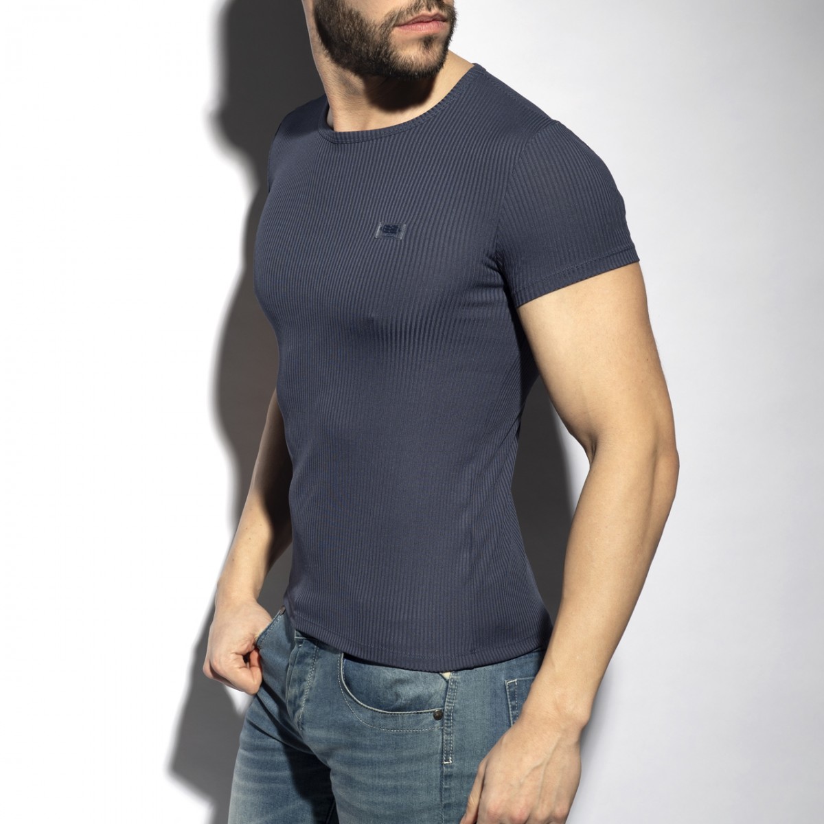 ES Collection Recycled Rib U-Neck T-Shirt navy