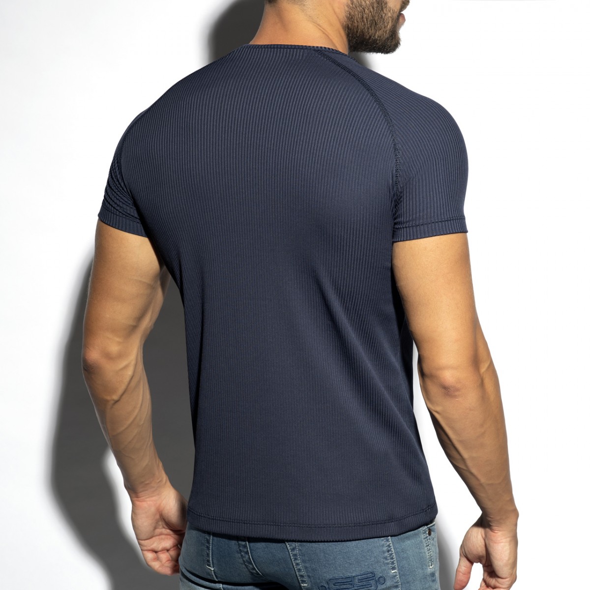 ES Collection Recycled Rib V-Neck T-Shirt navy