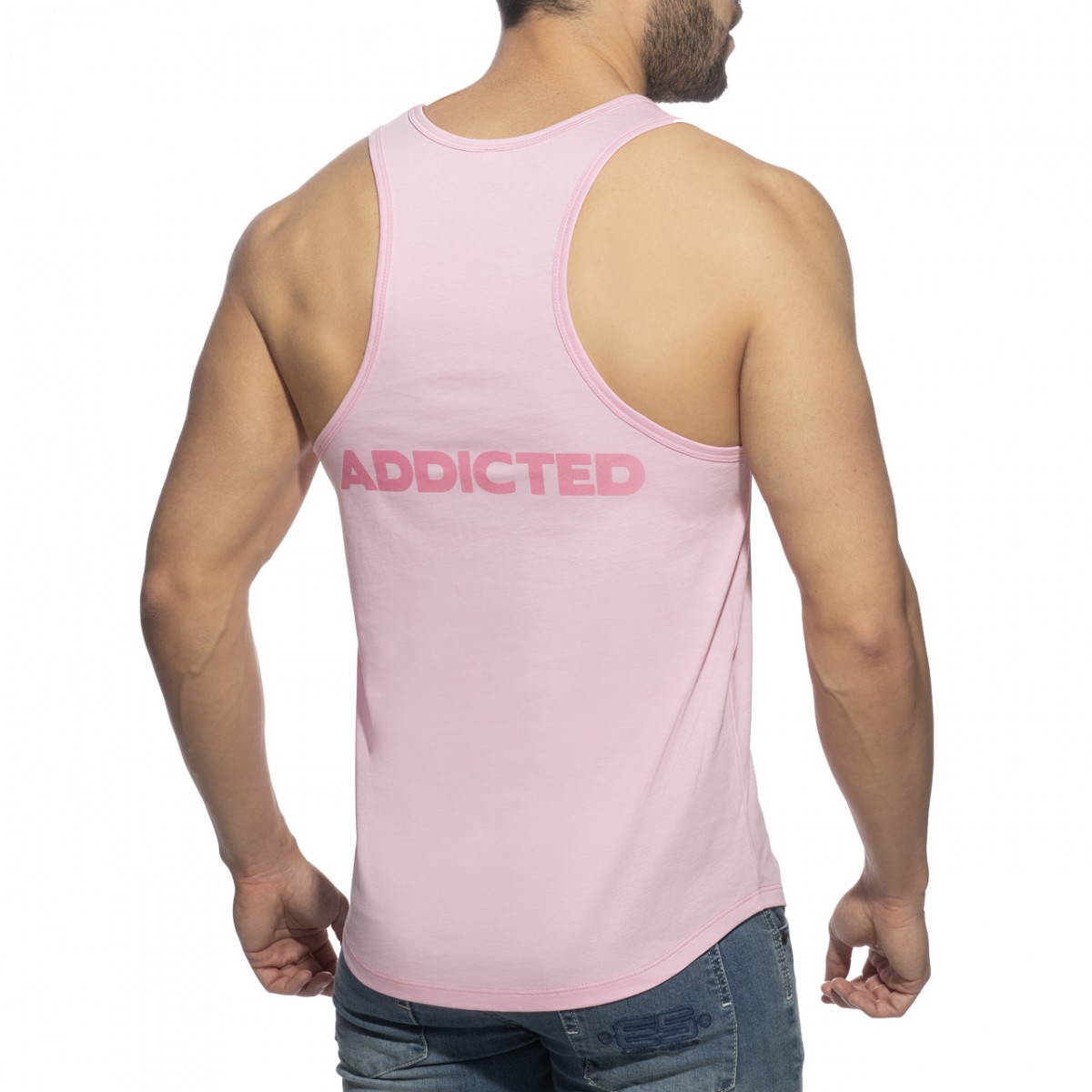 Addicted U-Neck Cotton Tank Top pink