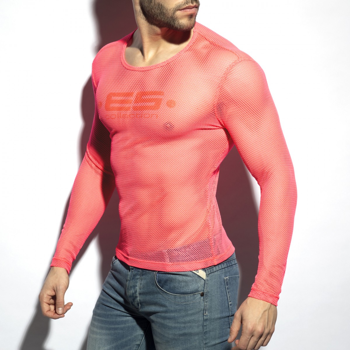 ES Collection Mesh Long Sleeves T-Shirt neon pink
