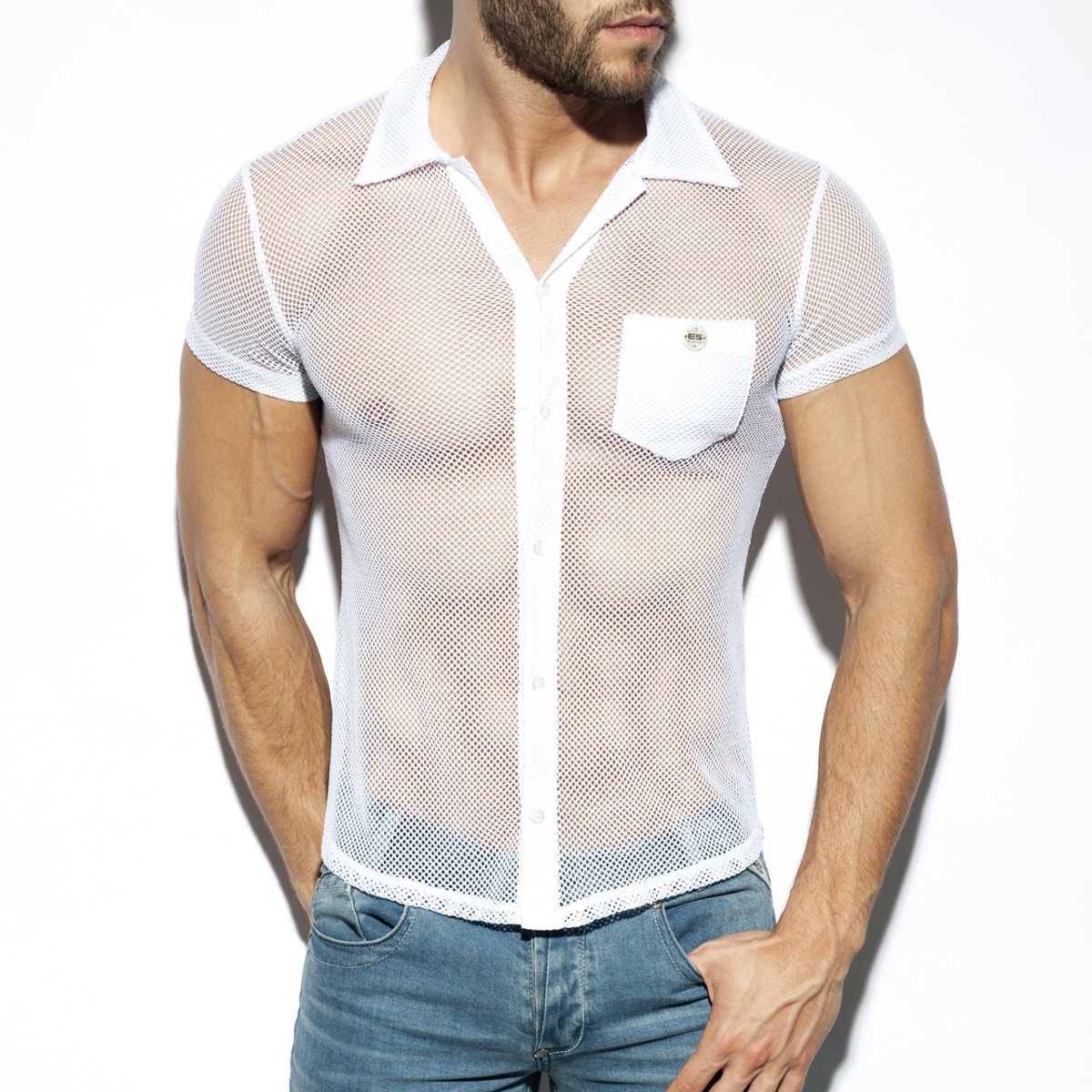 ES Collection Mesh short Sleeves Shirt white